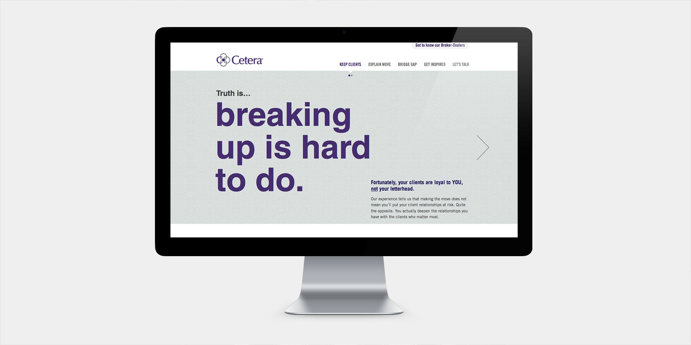 Landing page from website that was part of Cetera's recruiting campaign, created by Blue Flame Thinking.