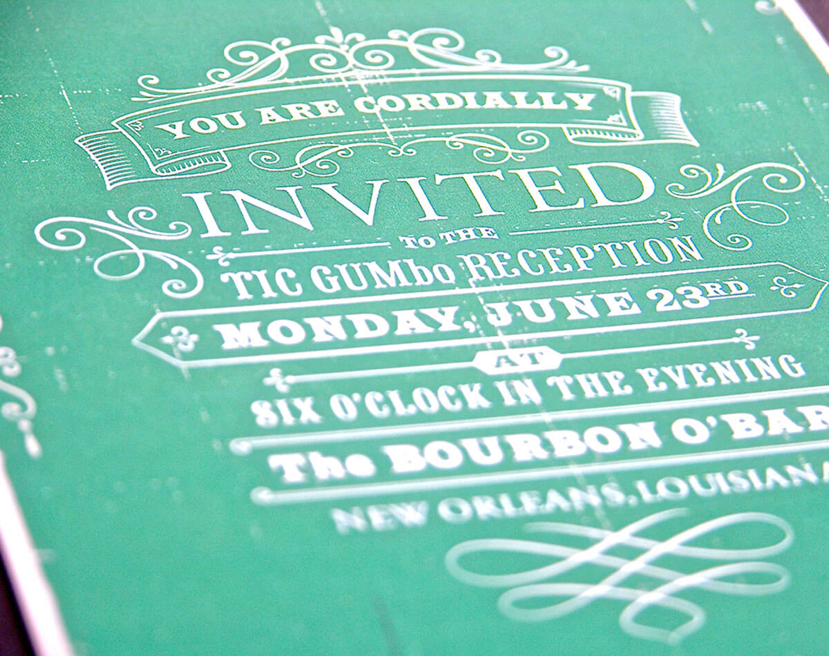 Invitation created by Blue Flame Thinking for TIC GUMs to their industry reception event.