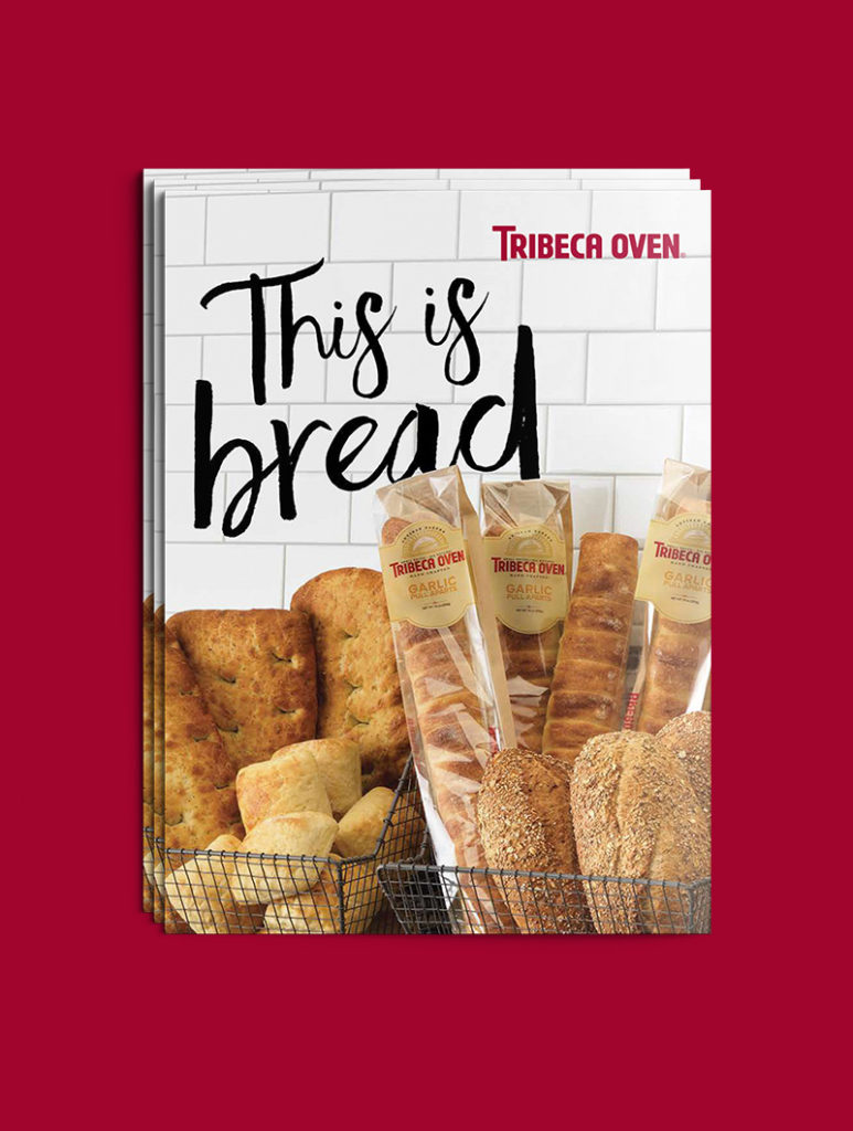 Brochure cover for Tribeca Oven by Blue Flame Thinking showing bread loaves.