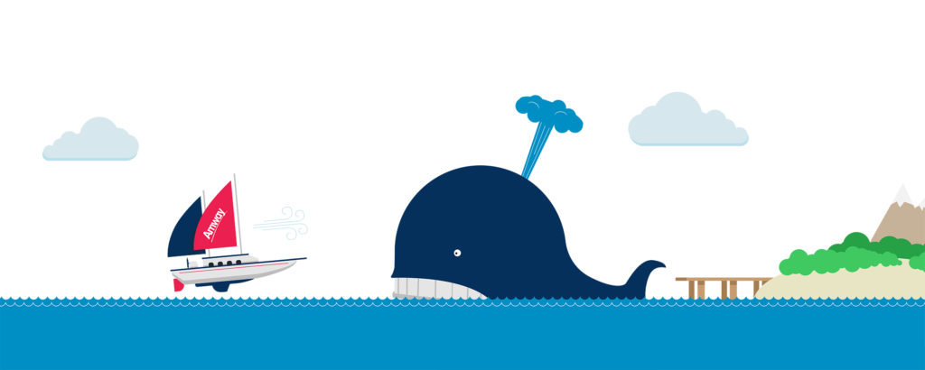 Blue Flame Thinking created this illustration of a sailboat and a whale for Amway's social content strategy.
