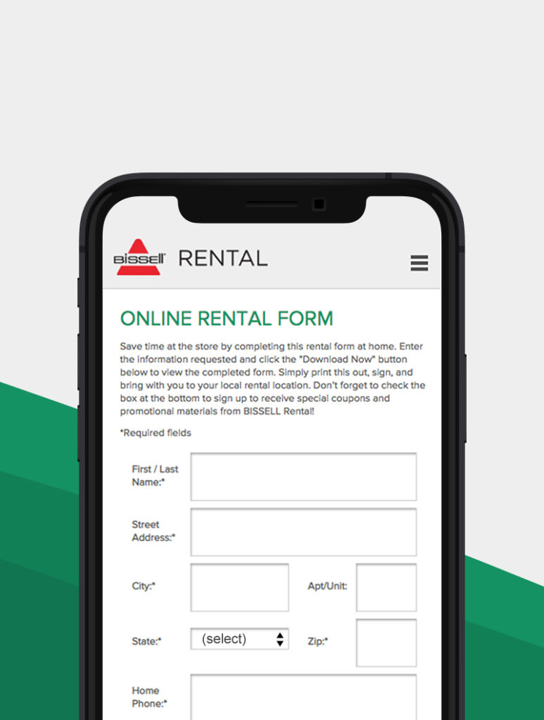 Bissell Online Rental Form Work Thumbnail for Blue Flame Thinking