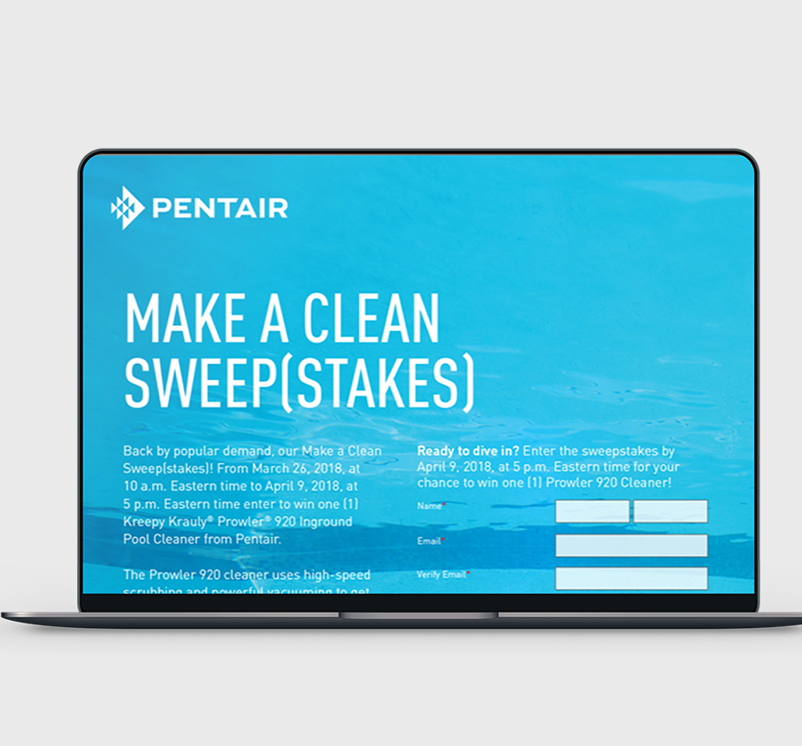 Pentair Social Media Sweepstakes submission form by Blue Flame Thinking