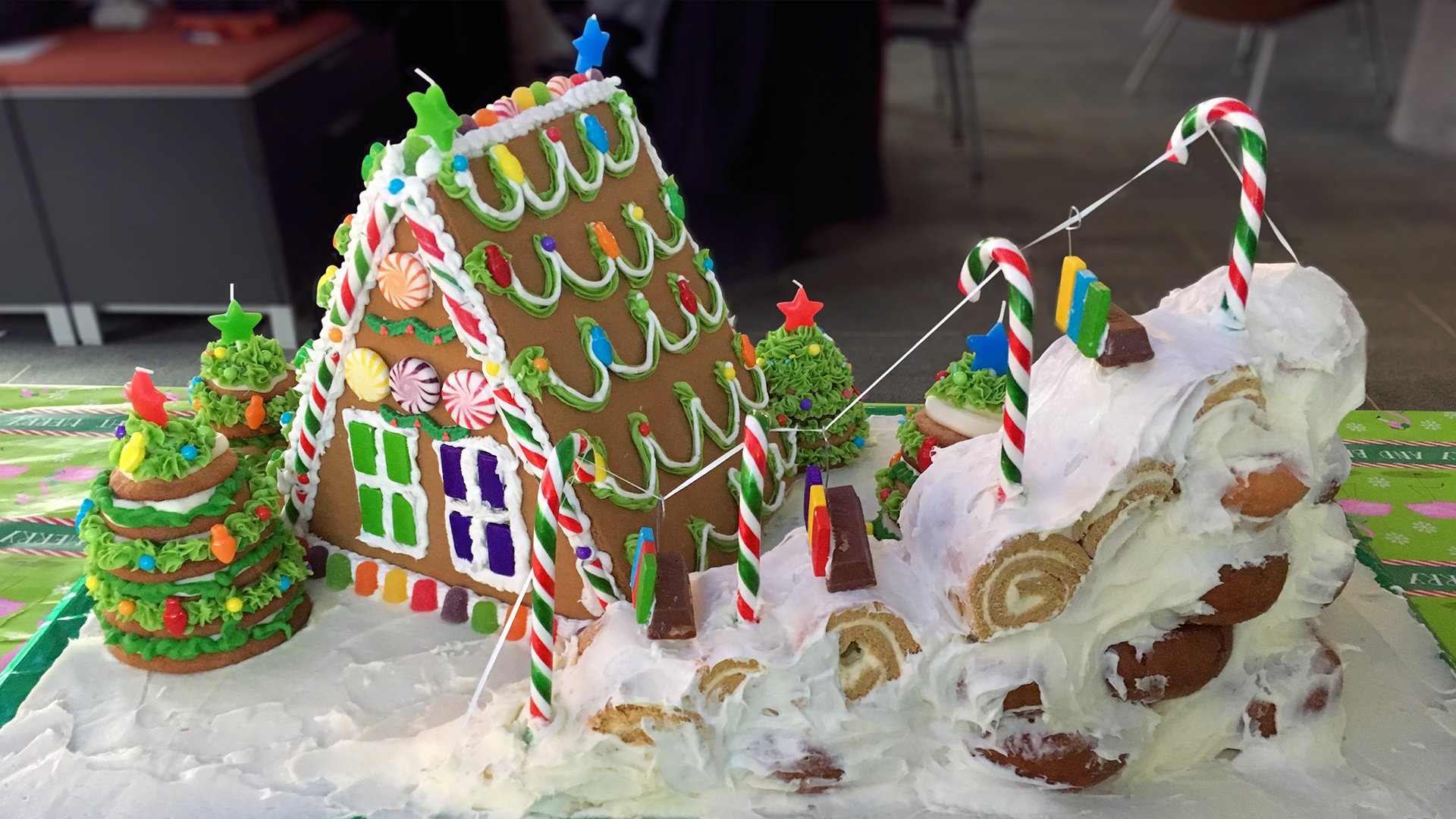 Gingerbread house and ski slope creation for BFT's 2018 Holiday Hurrah