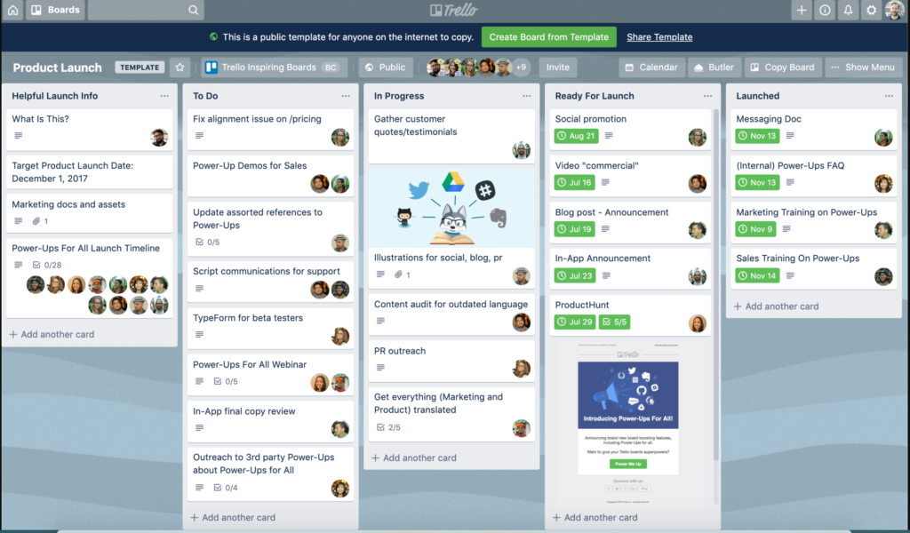 trello project board examples