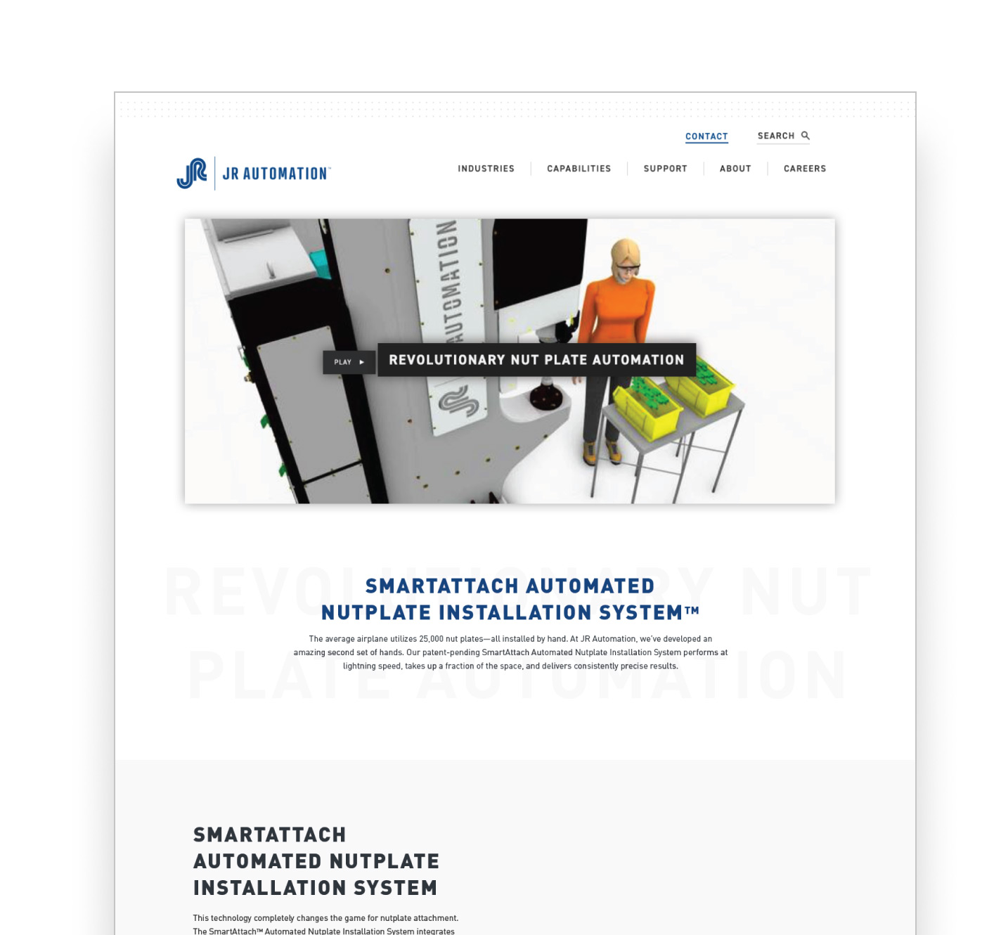 JR Automation Aerospace Manufacturing Product Launch Website Landing Page