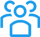 blue icon of a group of people