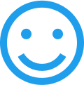 blue icon of smiley face