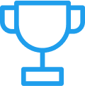 blue icon of trophy