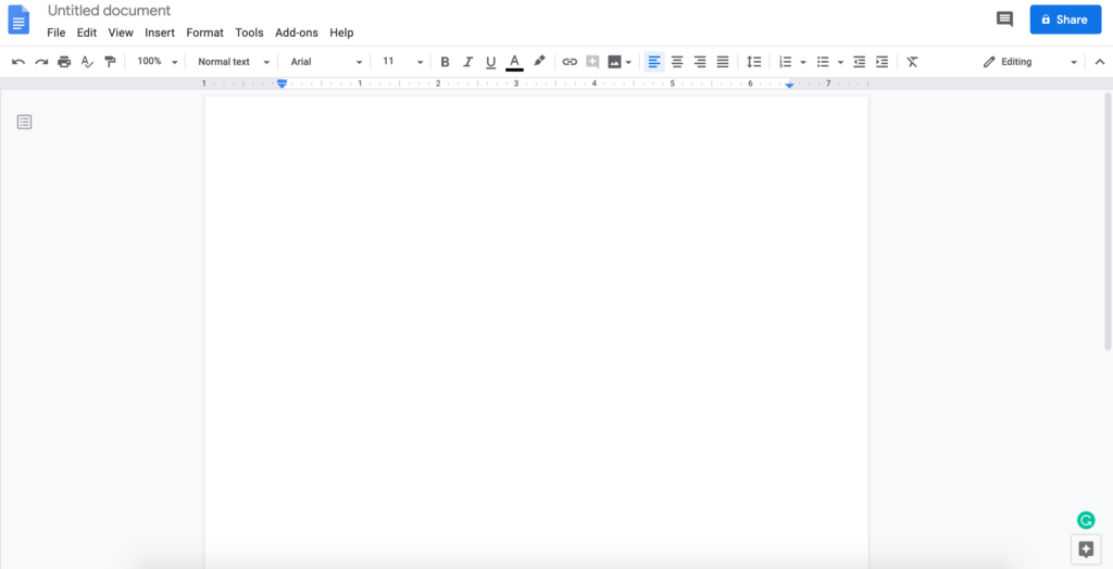 Google Docs interface example