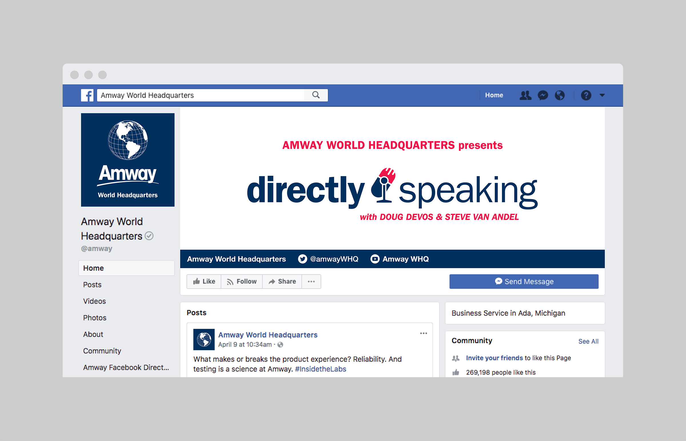 Amway Global directly speaking Facebook page