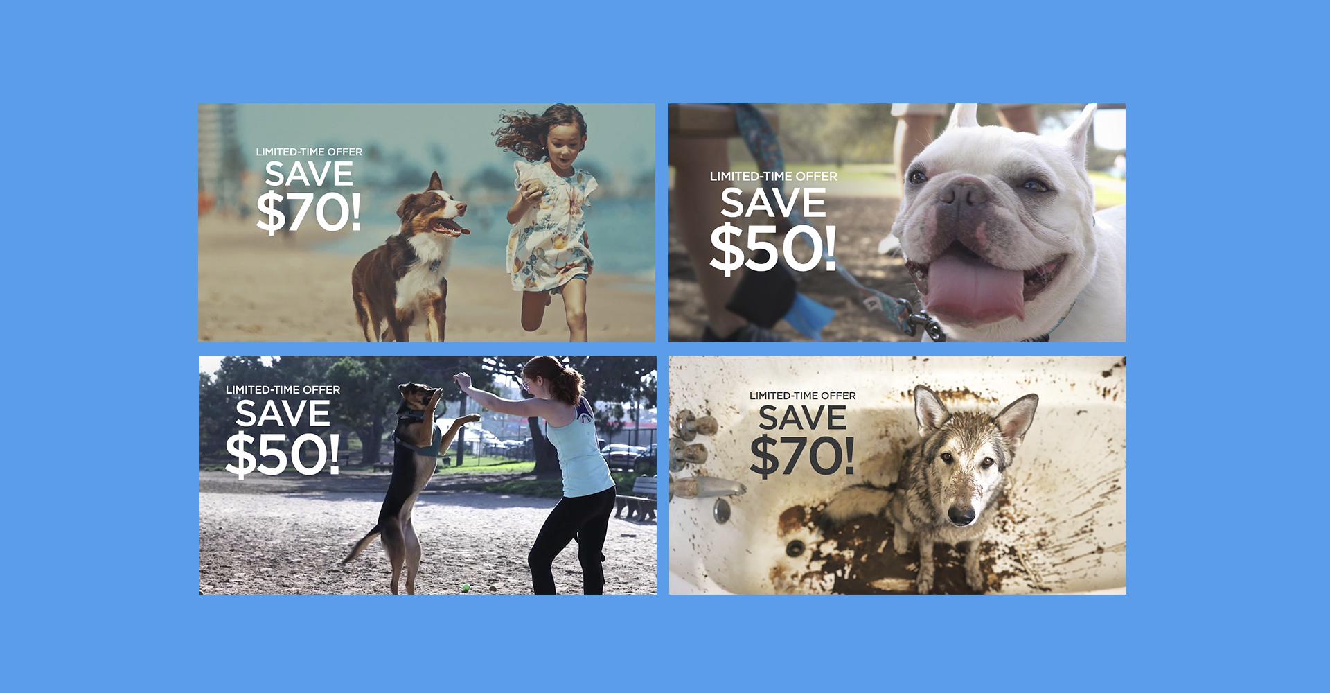 BISSELL BARKBATH™ grid of social ad images by Blue Flame Thinking