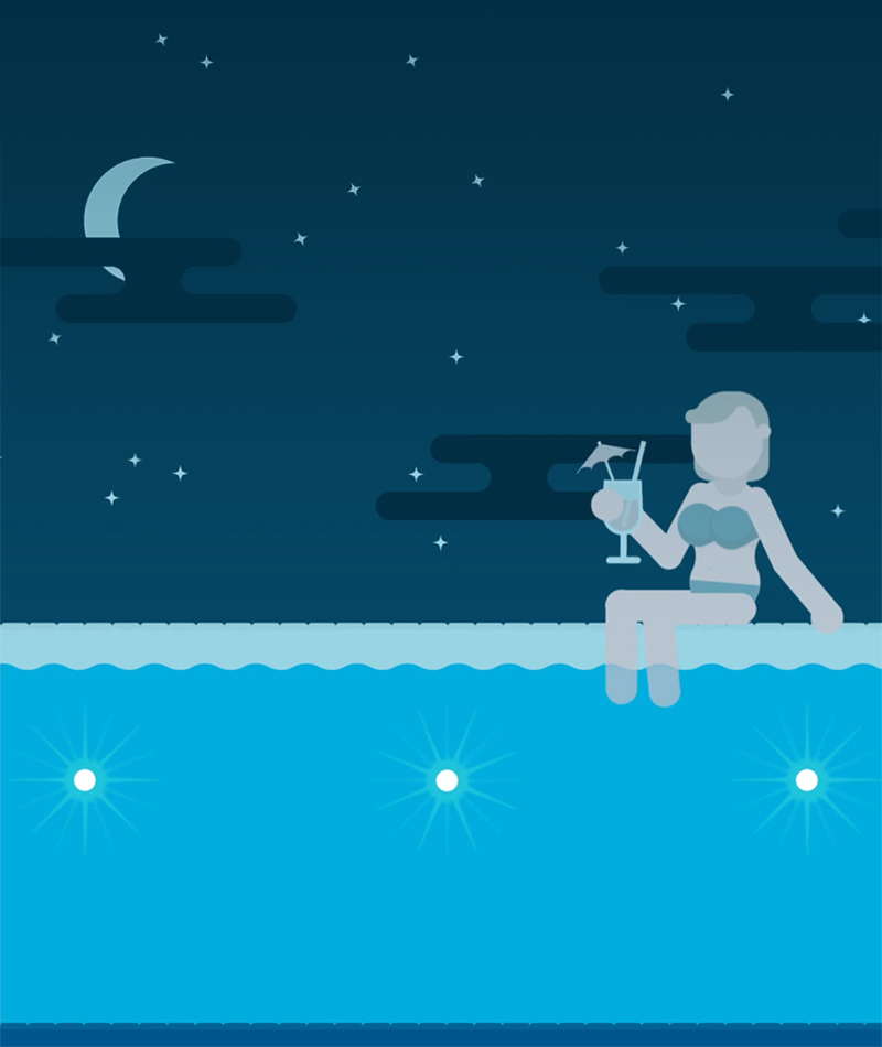 Blue Flame Thinking illustration of women at edge of pool