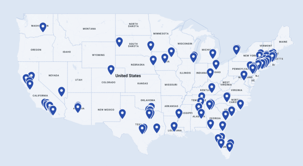 Map of Patriot's partner agencies.