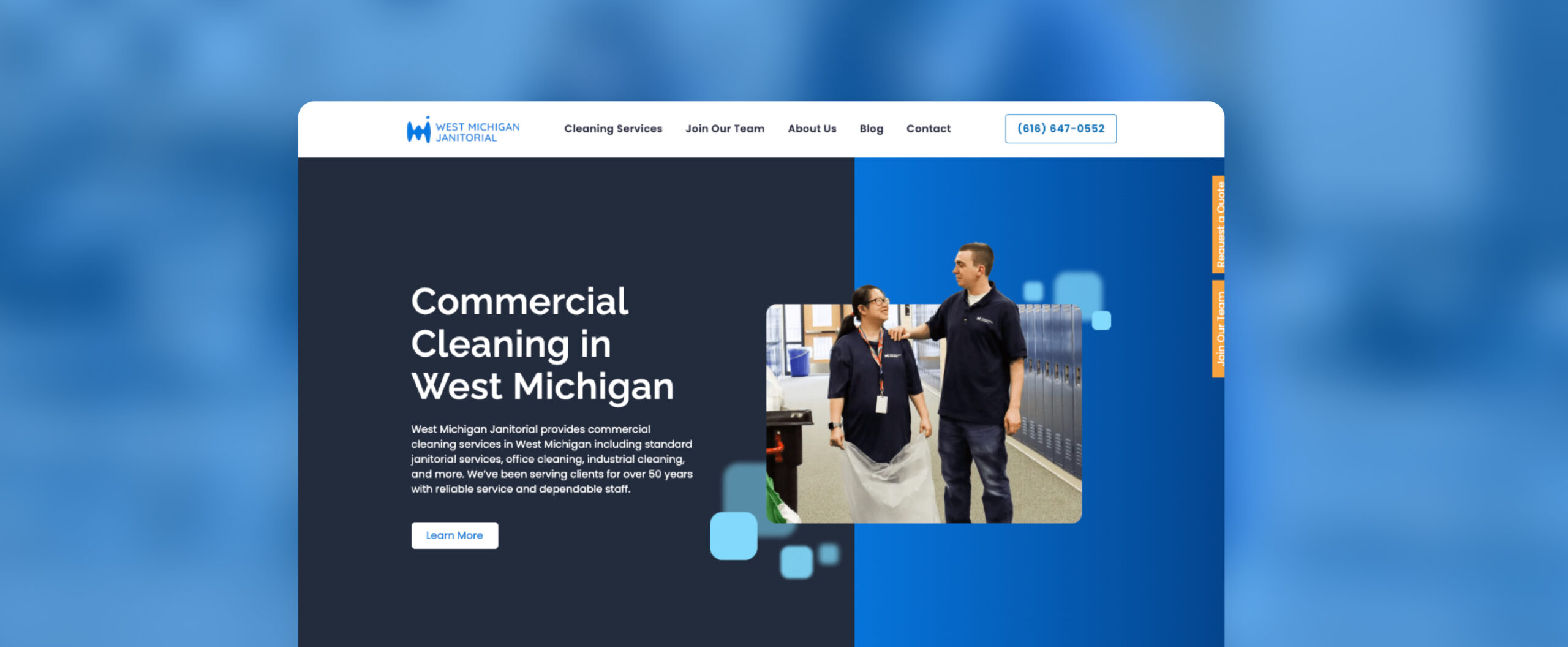 West Michigan Janitorial header image from Blue Flame Thinking