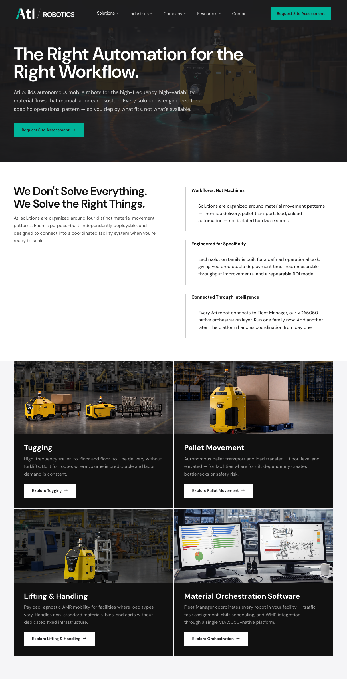 Ati Robotics solutions page